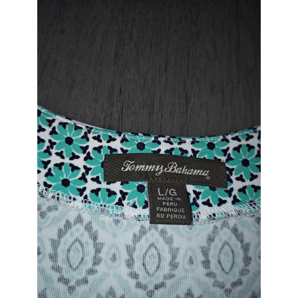 Tommy Bahama Sleeveless V-Neck Mini Dress in Aqua and White - Picture 7 of 9
